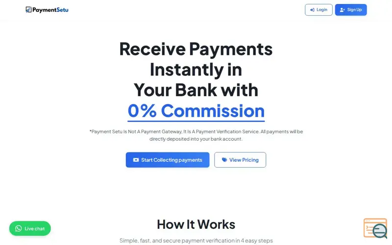 Screenshot of PaymentSetu