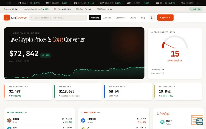 Screenshot of CoinConverter