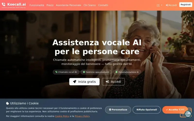 Screenshot of koecall.ai