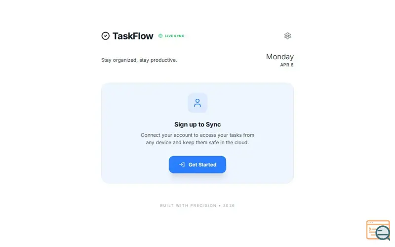 Screenshot of Task Flow