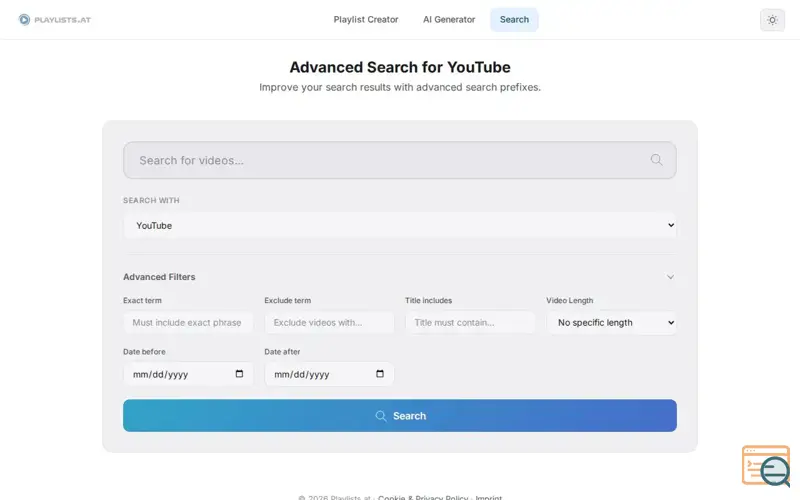 Screenshot of I made a YouTube search form with advanced filters