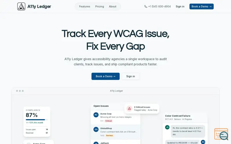Screenshot of A11y Ledger