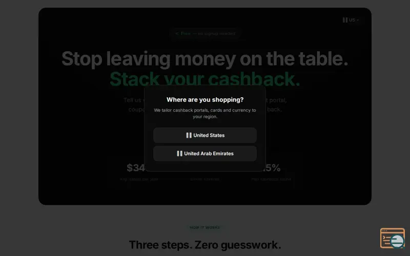 Screenshot of CashbackStacker