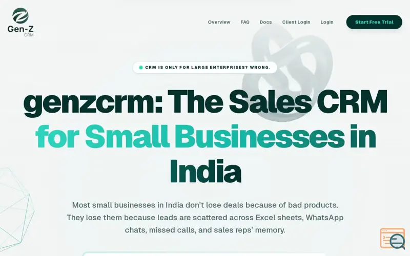 Screenshot of genzcrm