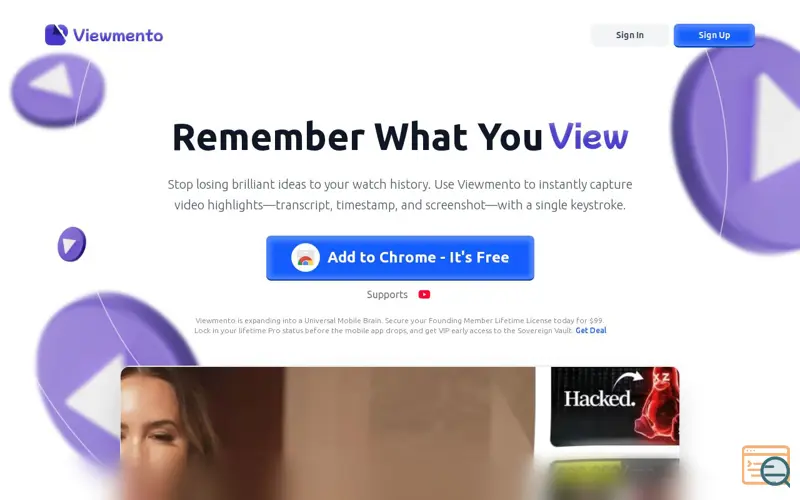 Screenshot of Viewmento