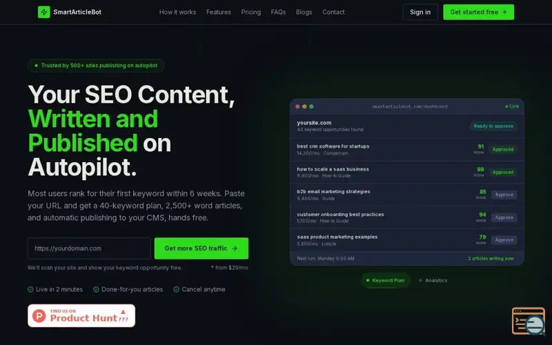 Screenshot of SmartArticleBot