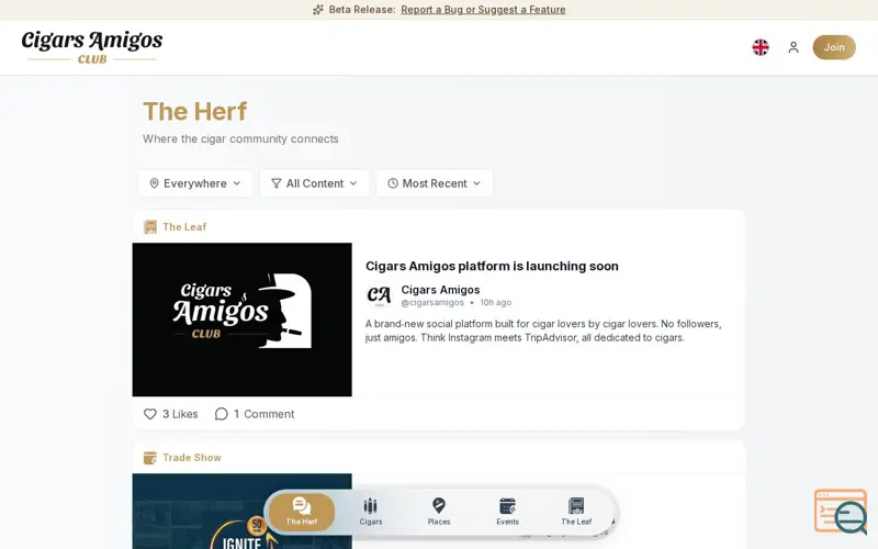 Screenshot of CigarsAmigos.club