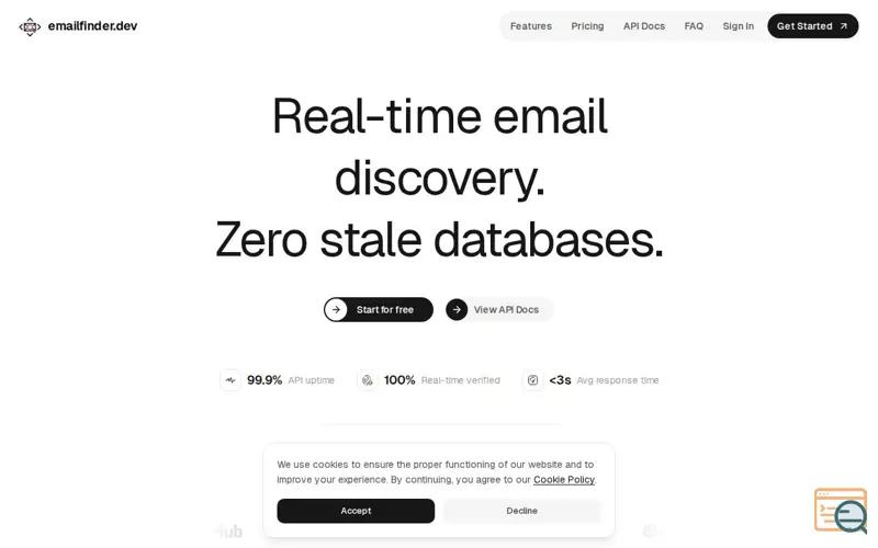 Screenshot of emailfinder.dev