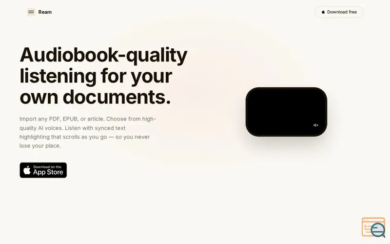 Screenshot of Ream: AI text to speech