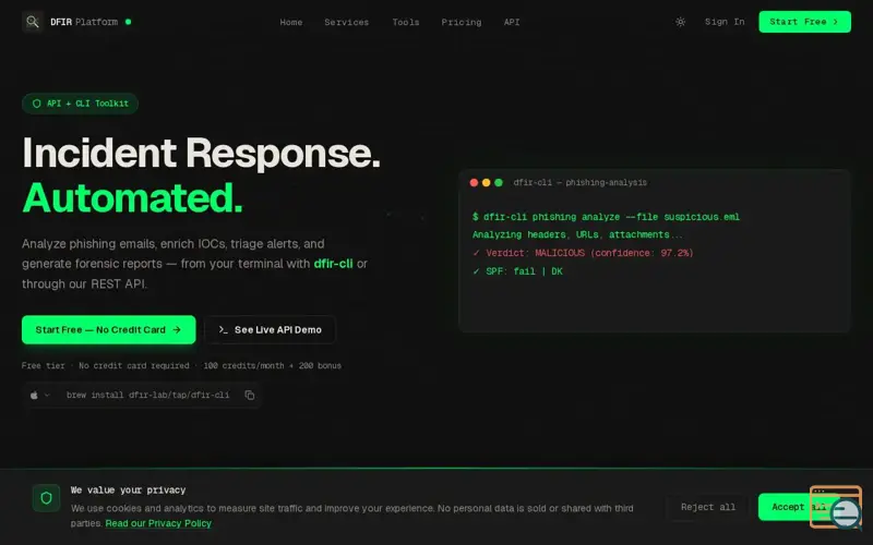 Screenshot of DFIR Platform