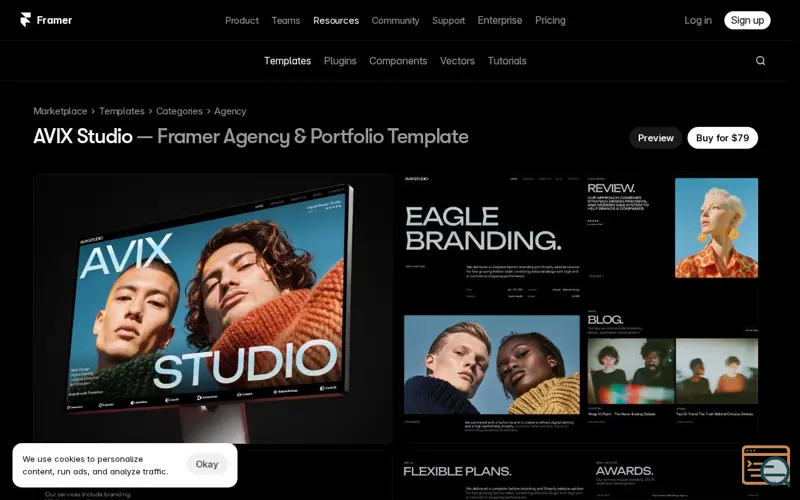 Screenshot of AVIX Studio Framer Website Template