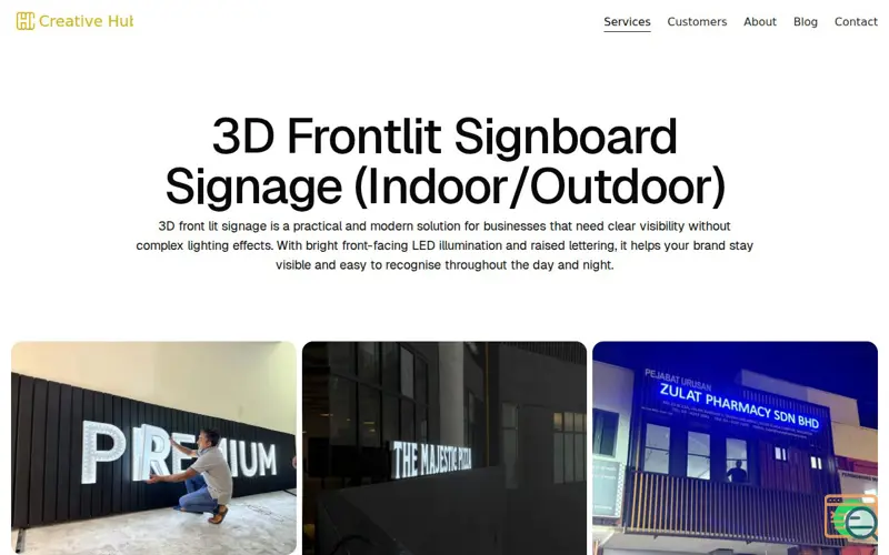 Screenshot of 3D Frontlit Signboard Signage Outdoor
