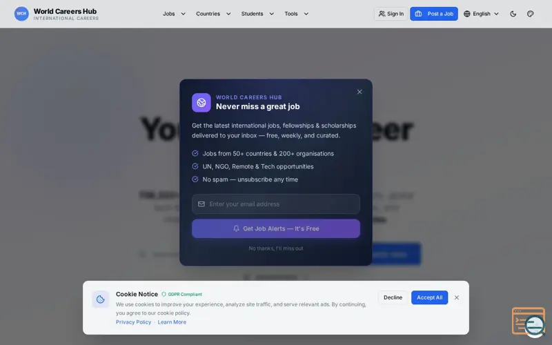 Screenshot of World Careers Hub