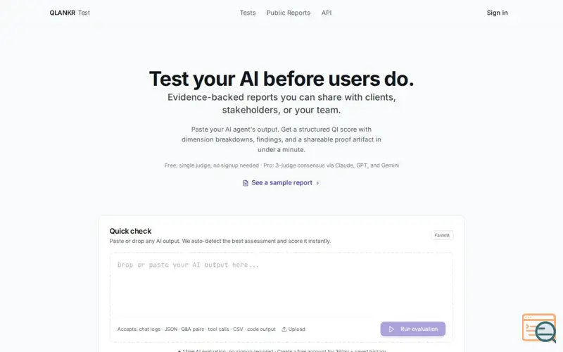 Screenshot of QLANKR Test