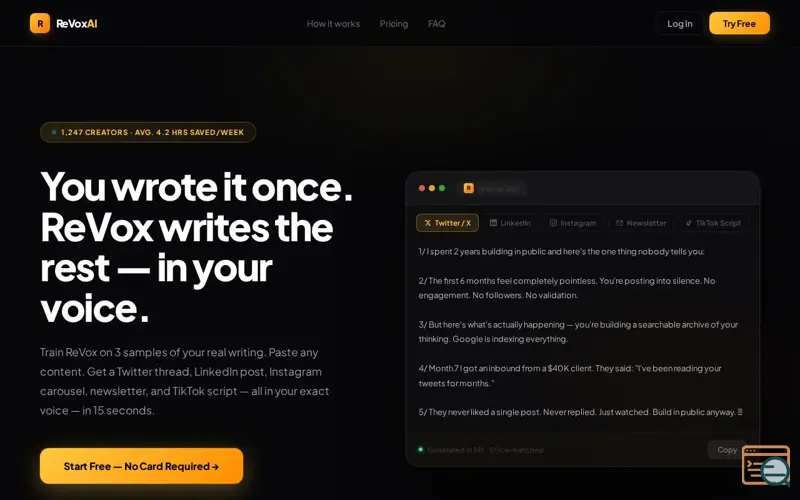 Screenshot of ReVox AI