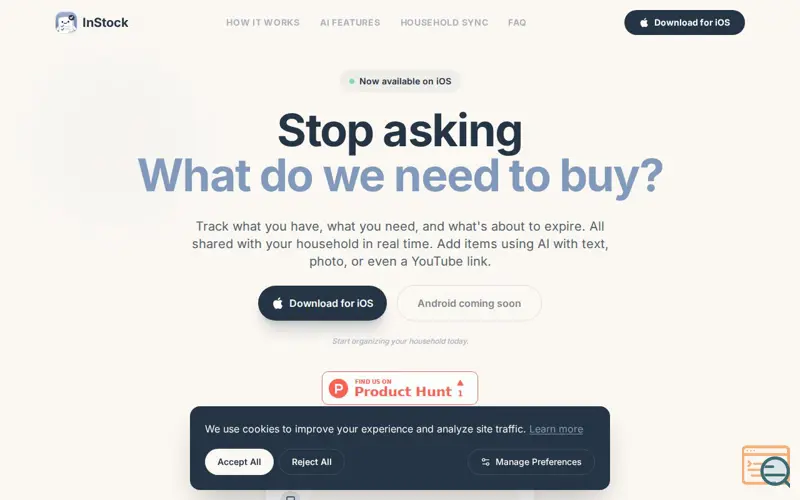 Screenshot of InStock