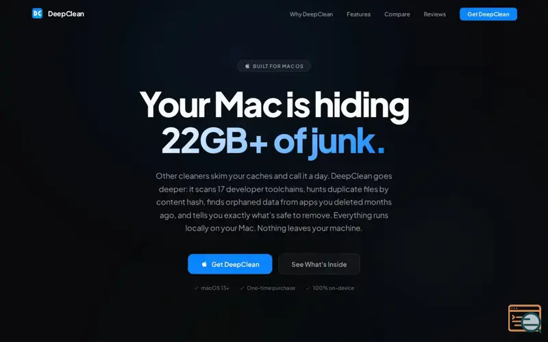 Screenshot of DeepClean - Mac cleaner that digs deeper