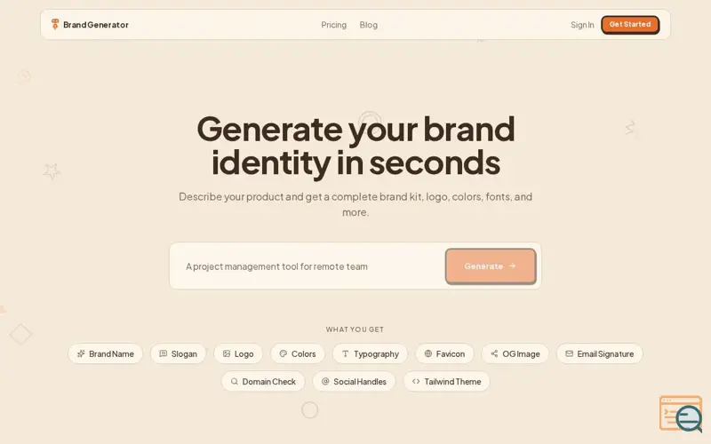 Screenshot of Brand Generator