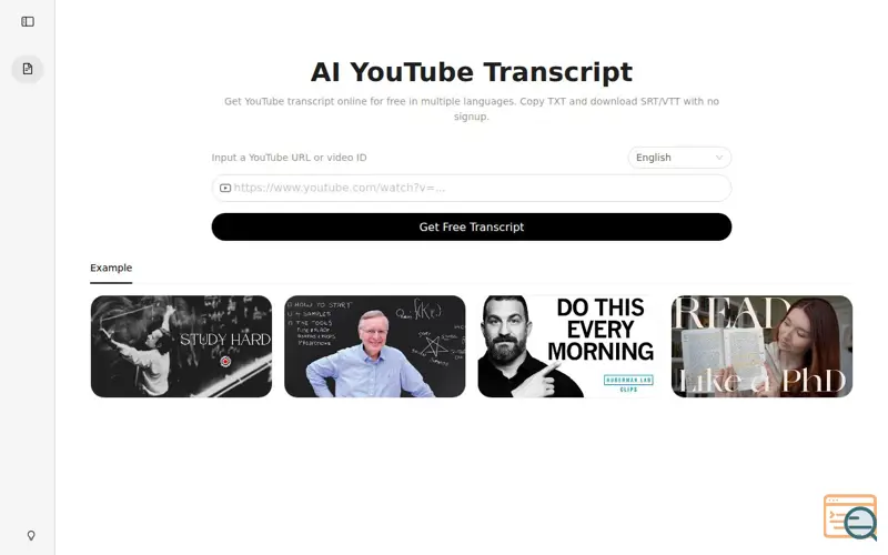 Screenshot of AI YouTube Transcript