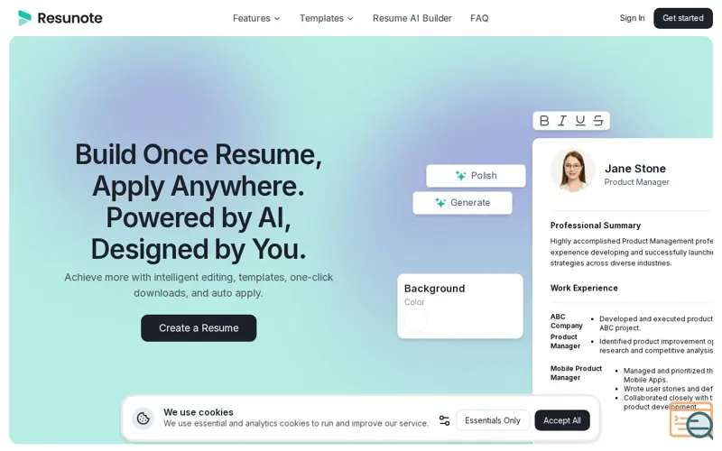 Screenshot of Resunote