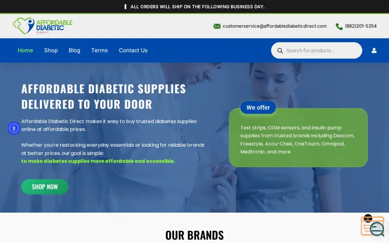 Screenshot of Reliable Test Strips at Affordable Price