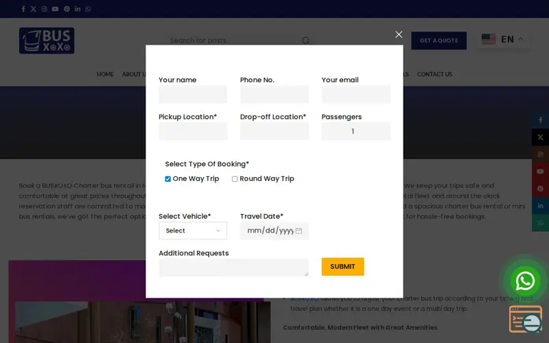 Screenshot of New York Charter Bus Rental 