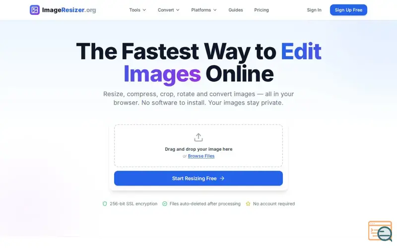 Screenshot of ImageResizer.org