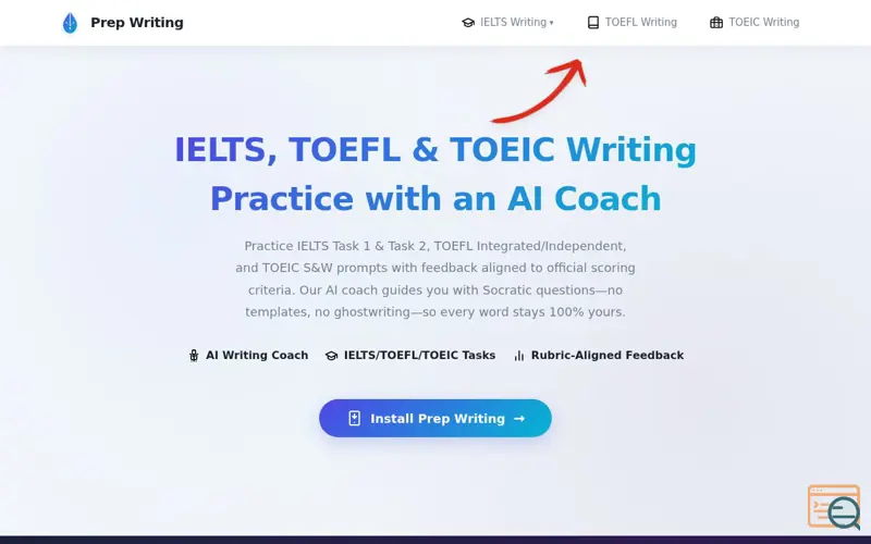 Screenshot of Prep Writing