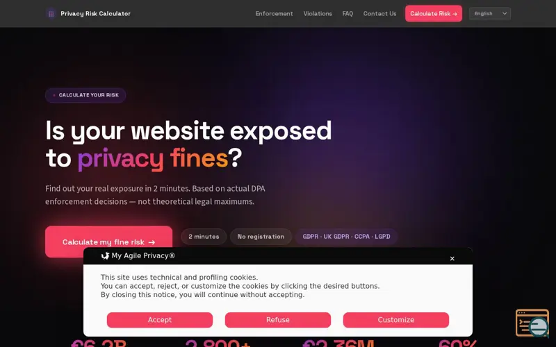 Screenshot of Privacy Risk Calculator