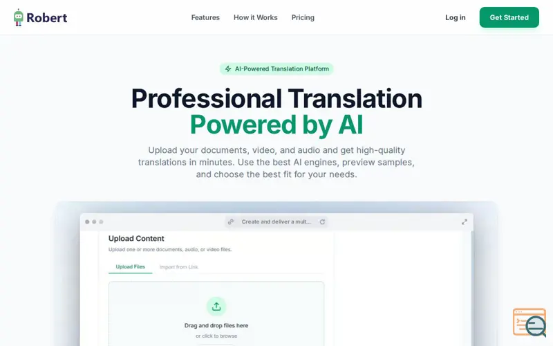 Screenshot of Robert AI Translation Platform