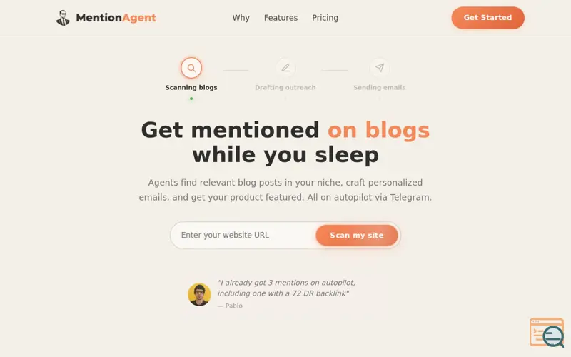 Screenshot of MentionAgent