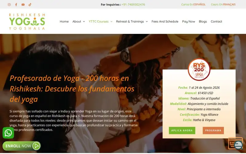 Screenshot of Rishikesh Yogis Yogshala