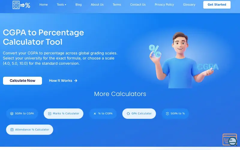 Screenshot of CGPA to Percentage
