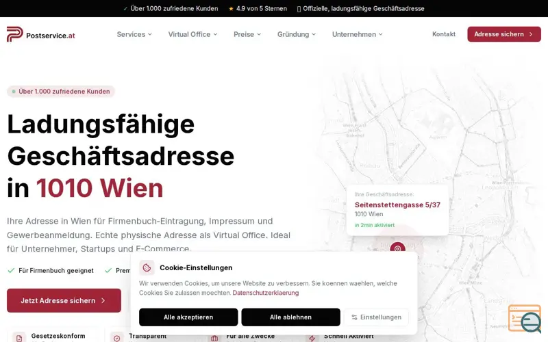 Screenshot of Postservice.at