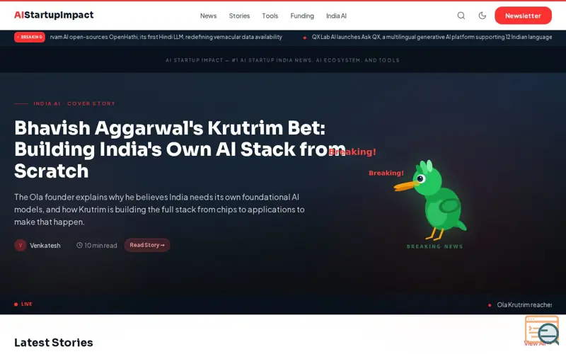 Screenshot of AIStartupImpact