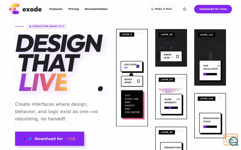 Screenshot of ExodeUI