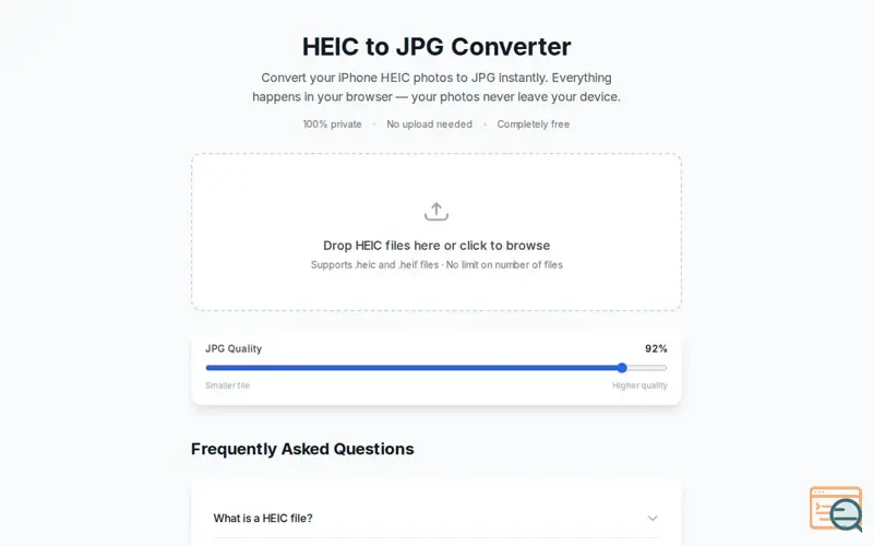 Screenshot of HEIC to JPG Converter