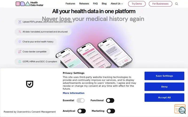 Screenshot of Health Data Avatar