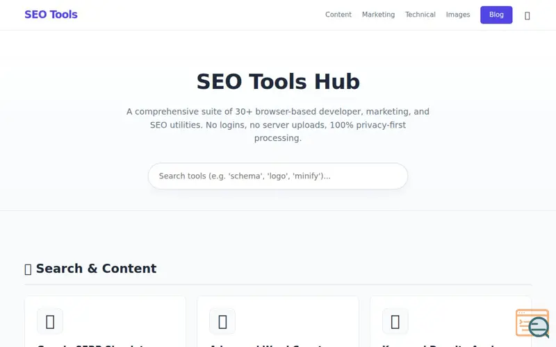 Screenshot of SEO Tools Hub