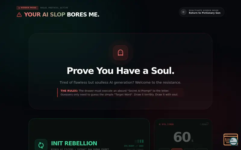 Screenshot of AI Pictionary Word Generator 