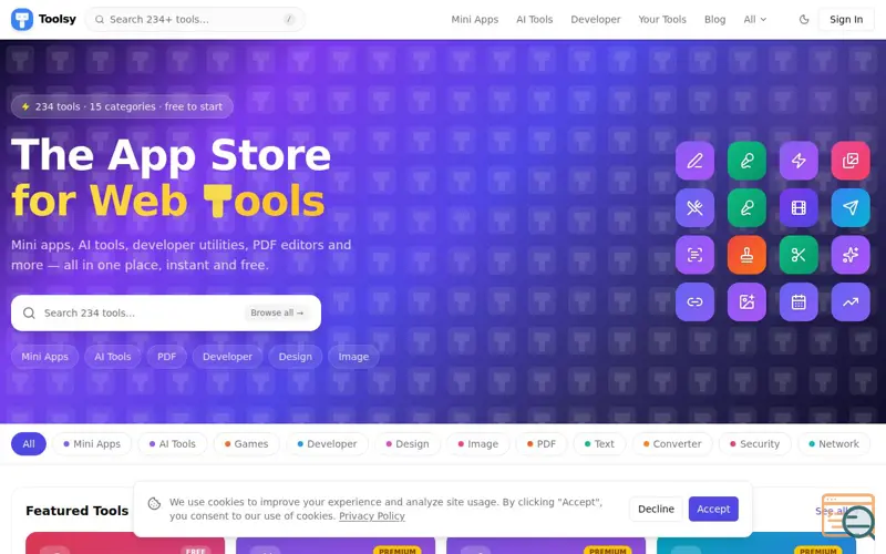 Screenshot of Toolsy