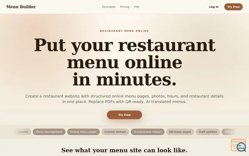 Screenshot of Menu Builder