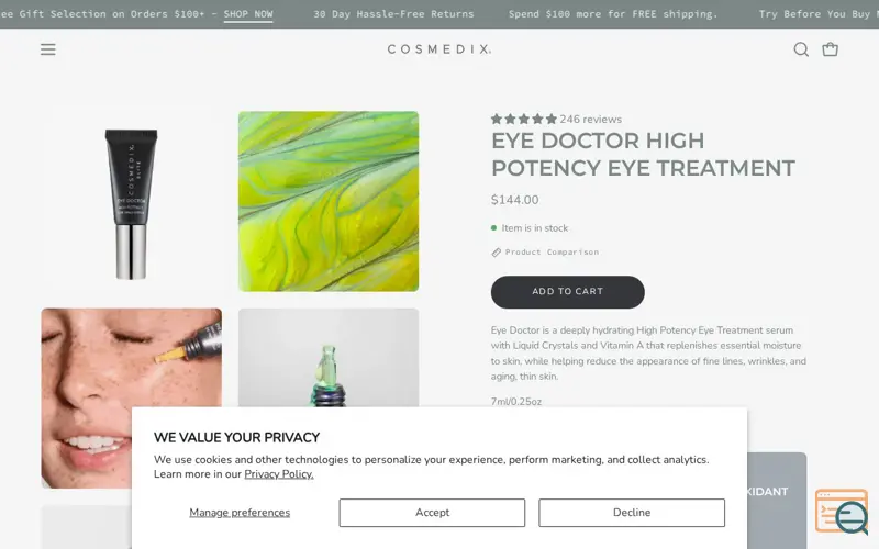 Screenshot of Eye Doctor High Potency Eye Treatment