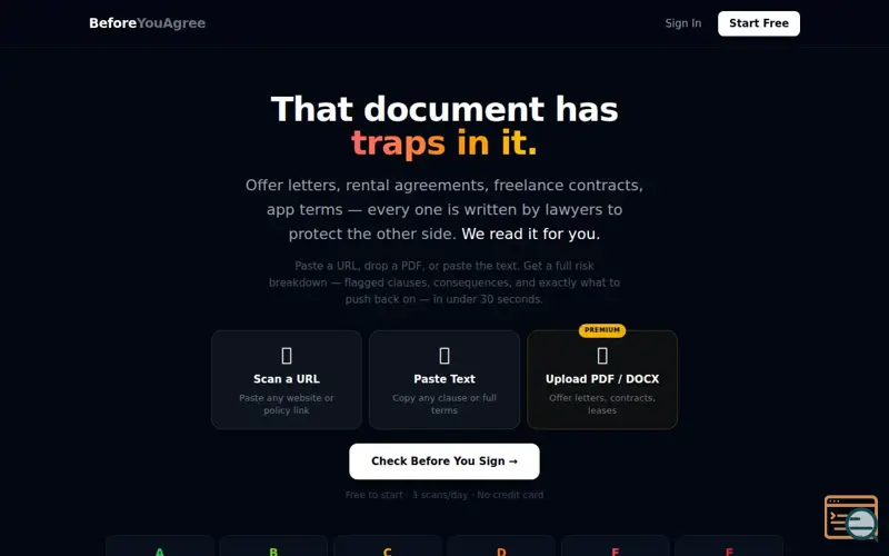 Screenshot of BeforeYouAgree