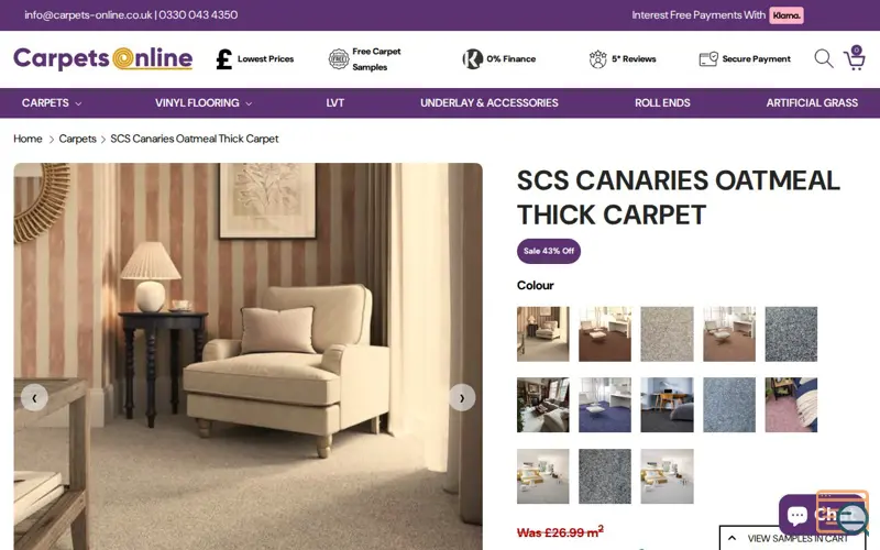 Screenshot of Carpets Online