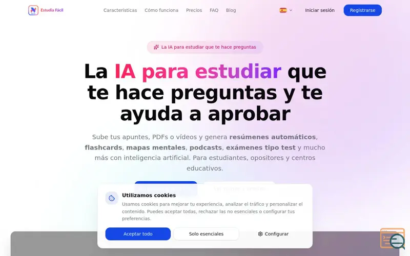 Screenshot of EstudiaFacil