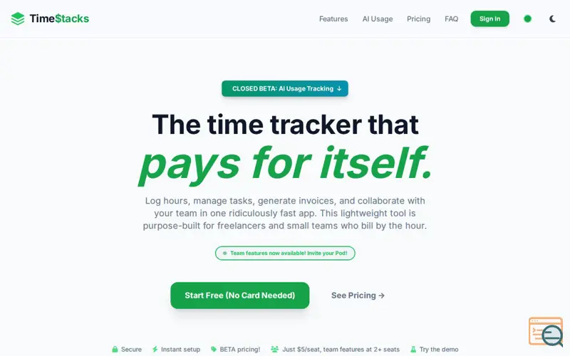 Screenshot of TimeStacks