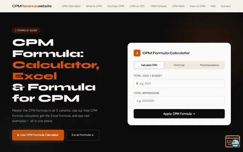 Screenshot of CPM Formula