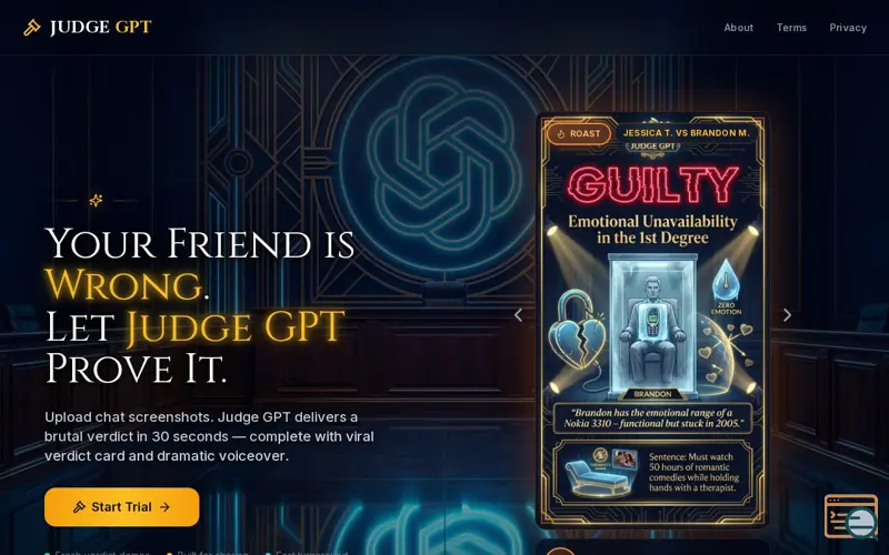 Screenshot of Judge GPT