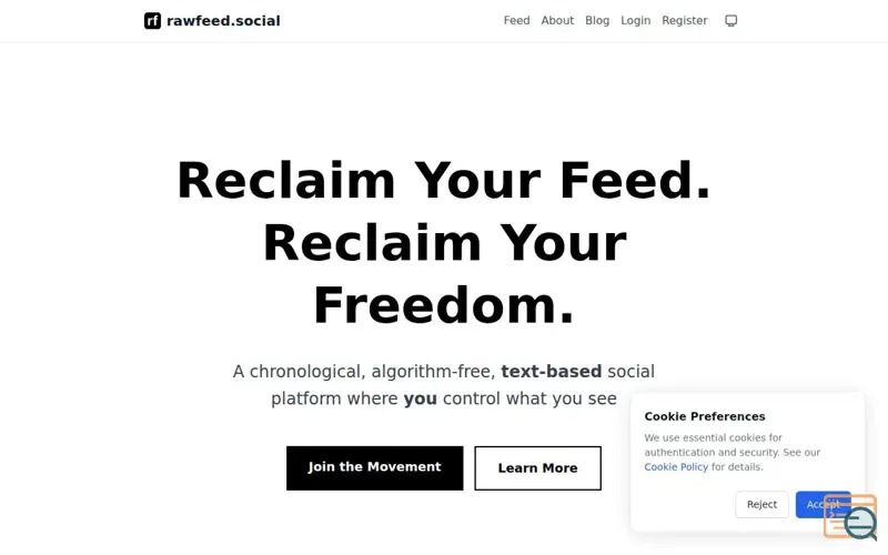 Screenshot of rawfeed.social